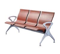 GMBAYUE Banc de Salle D'attente - Mobilier d'accueil 3 Places avec Accoudoirs, Banc de Réception en Polyuréthane avec Dossier Ergonomique for Salon de Coiffure, Aéroport, Hôpital.(Brown)