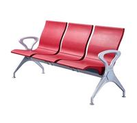 GMBAYUE Banc de Salle D'attente - Mobilier d'accueil 3 Places avec Accoudoirs, Banc de Réception en Polyuréthane avec Dossier Ergonomique for Salon de Coiffure, Aéroport, Hôpital.(Red)