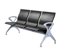 GMBAYUE Banc de Salle D'attente - Mobilier d'accueil 3 Places avec Accoudoirs, Banc de Réception en Polyuréthane avec Dossier Ergonomique for Salon de Coiffure, Aéroport, Hôpital.(Black)
