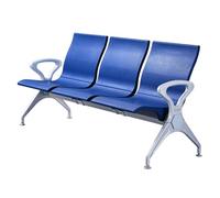 GMBAYUE Banc de Salle D'attente - Mobilier d'accueil 3 Places avec Accoudoirs, Banc de Réception en Polyuréthane avec Dossier Ergonomique for Salon de Coiffure, Aéroport, Hôpital.(Blue)