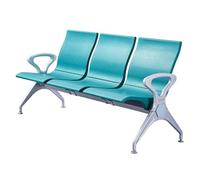 GMBAYUE Banc de Salle D'attente - Mobilier d'accueil 3 Places avec Accoudoirs, Banc de Réception en Polyuréthane avec Dossier Ergonomique for Salon de Coiffure, Aéroport, Hôpital.(Light Blue)