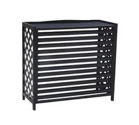 GMBAYUE Couverture de Climatiseur en Bois, Couverture de Climatiseur D'extérieur, Support de Fleurs à Persiennes, Ventilation/Protection Solaire/Protection Contre la Pluie (Color : Negro, Size : Med