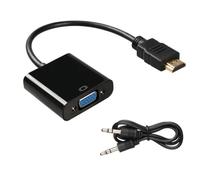 GMBYLBY Adaptateur HDMI vers VGA 1080p avec sortie audio mâle femelle pour ordinateur portable et projecteur