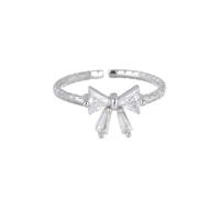 GMBYLBY Anneaux ouverts à la mode avec nœud blanc en zircon pour femme avec ouverture réglable