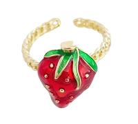 GMBYLBY Bagues tendance en forme de fraises et de cerises réalistes - Bijoux confortables en alliage pour femme et tendance, M, Métal, Aucune pierre précieuse