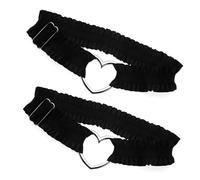 GMBYLBY Chaîne de cuisse, dentelle en forme de cœur, jarretière froncée pour la jambe tendance en forme de cœur avec dentelle pour fête à thème, mariage, porte-jarretelles, Noir , taille unique