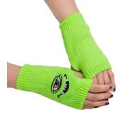 GMBYLBY Chauffe-mains extensibles doux pour mitaines avec trou pour le pouce brodé, jaune fluo, M