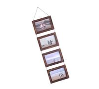 GMBYLBY Collage de cadres photo suspendus décorations murales 4 ouvertures pour 10 2 x 15 2 cm grandes photos rustique cadre en bois avec corde cadre de collage pour le mur