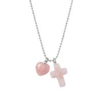 GMBYLBY Collier à la mode en forme de cœur et de crucifix à longueur réglable, pierres naturelles et chaîne en acier, bijoux pour un usage quotidien, collier à pendentif Fashion Meet