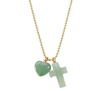 GMBYLBY Collier à la mode en forme de cœur et de crucifix à longueur réglable, pierres naturelles et chaîne en acier, bijoux pour un usage quotidien, collier à pendentif Fashion Meet