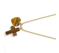 GMBYLBY Collier à la mode en forme de cœur et de crucifix à longueur réglable, pierres naturelles et chaîne en acier, bijoux pour un usage quotidien, collier à pendentif Fashion Meet