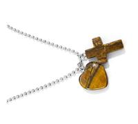GMBYLBY Collier à la mode en forme de cœur et de crucifix à longueur réglable, pierres naturelles et chaîne en acier, bijoux pour un usage quotidien, collier à pendentif Fashion Meet