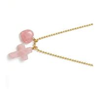 GMBYLBY Collier à la mode en forme de cœur et de crucifix à longueur réglable, pierres naturelles et chaîne en acier, bijoux pour un usage quotidien, collier à pendentif Fashion Meet