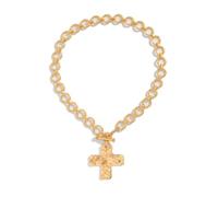 GMBYLBY Collier avec pendentif croix martelée pour femme - Accessoire pour bijoux tendance, M, Chaîne en fer + alliage, Pas de gemme