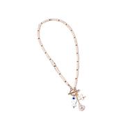 GMBYLBY Collier de perles en céramique convivial mettant en valeur des motifs de vie marine dans plusieurs combinaisons de couleurs pour les créateurs de mode, bijoux bleus et blancs, taille unique