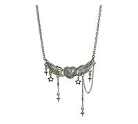 GMBYLBY Collier Étoile Mystique Délicat À Quatre Branches Avec Pompons À Plumes, Bijoux Adaptés Tenues Décontractées Et De Soirée, Bijoux Symbole Mystique