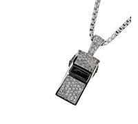 GMBYLBY Cristaux, strass, colliers sifflets, chaîne en acier titane, son fort et clair, accessoires d'entraînement d'arbitre, cristaux de sifflet, collier avec strass, Einheitsgröße, comme décrit