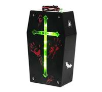 GMBYLBY Décorations de Cercueil effrayantes pour Halloween, décoration de fête étrange, Cercueil avec lumière Multicolore activée par la Voix, Accessoire de fête