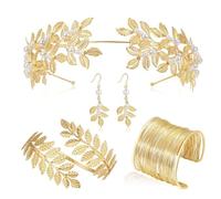 GMBYLBY Ensemble d'accessoires de costume de déesses grecques toga romaine, bandeau, manchettes, boucles d'oreilles, collier, M, Métal, Pas de gemme
