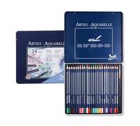 GMBYLBY Ensemble de crayons de couleur aquarelle avec pinceau solubles dans l'eau dans un étui en métal pour enfants et adultes