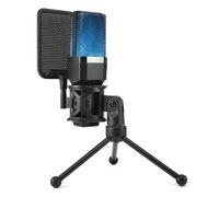 GMBYLBY Ensemble De Microphones De Bureau Améliorés 7 Couleurs LED USB Plugs & Play Connectivité Microphone À Condensateur Polyvalent avec Équipement De Podcast Polyvalent