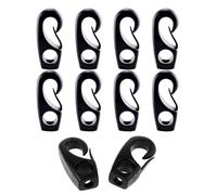 GMBYLBY Lot de 10 crochets élastiques réutilisables en plastique noir pour kayak, cordelette, tendeur de rechange, outil fixe, corde élastique, bateaux à rames, cravate