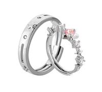 GMBYLBY Lot de 2 bagues de couple tendance avec pentagrammes et étoiles réglables, Comme sur l'image