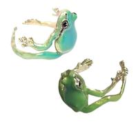 GMBYLBY Lot de 2 bagues tendance en forme de grenouille d'arbre - Anneaux ouverts réglables - Bijou à haute broche pour hommes et femmes - Fête élégante - Cosplay