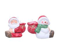 GMBYLBY Lot de 2 figurines de Père Noël en céramique avec bougie chauffe-plat - Décoration de table élégante pour les fêtes - Décoration de table de Noël