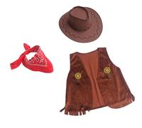 GMBYLBY Lot de 3 tenues occidentales avec chapeau de vache pour garçon, bandana, accessoires de costume pour Halloween, déguisement, jeu de simulation, tenues de cowboy pour bébé