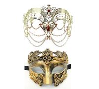 GMBYLBY Mascarade Masque pour les yeux Chaîne en métal pour hommes et femmes Halloween Cosplay Party Cosplay Party