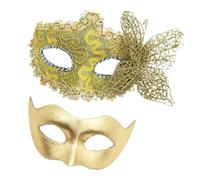 GMBYLBY Paire de masques de mascarade pour couple Masque pour les yeux Demi-visage Halloween Masque de costume pour femmes hommes Halloween Mariage Bal de fin d'année