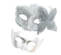 GMBYLBY Paire de masques de mascarade pour couple Masque pour les yeux Demi-visage Halloween Masque de costume pour femmes hommes Halloween Mariage Bal de fin d'année