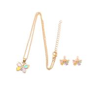 GMBYLBY Parure de bijoux pour filles avec collier et boucles d'oreilles en forme de papillon et de cœur, fait à la main, élégant et élégant