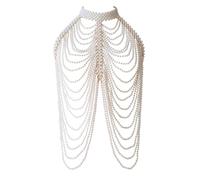 GMBYLBY Perles faites à la main chaîne de corps collier collier châle vintage bijoux perles élégantes chaîne d ' épaule à la main soutien-gorge femmes bijoux de corps