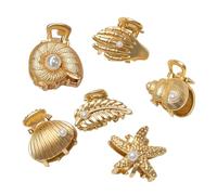 GMBYLBY Pince à cheveux luxueuse sertie de perles Coquillage unique et perles Porte-cheveux sûr pour les fêtes quotidiennes