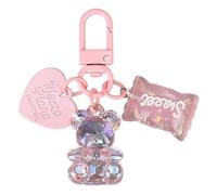 GMBYLBY Porte-clés coloré avec pendentif ours en forme d'ours - Décoration de sac - Accessoire élégant, rose