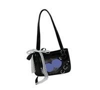 GMBYLBY Sac à bandoulière avec nœuds en dentelle d'inspiration japonaise, doux et élégant, petite capacité, pour les personnes qui travaillent sur l'épaule, Noir , Taille unique