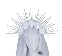 GMBYLBY SunGoddess Serre-tête pour femme avec fleur de rose VirginMary pour Halloween, fête, déguisement, coiffe de mariage