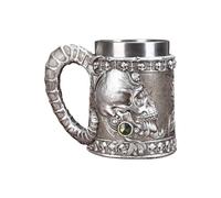 GMBYLBY Tasse à café en acier inoxydable avec corne de crâne, gobelet isotherme à double paroi avec ergonomique pour boissons chaudes, boissons froides, double paroi isolée, motif tête de mort