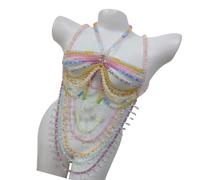 GMBYLBY Versatile Acrylic Pearls Necklace Sophisticated Handmade Multi Strands Pearls Acrylic Choker for Ladies Lightweight Comfortable Wear