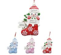 GMDLSK 2024 Décoration de Noël Personnalisée, Mon Premier Noël Ornements de Noël Personnalisés, Boule de Noël Personnalisée avec Prénom et Date, Cadeaux pour Bébés Nouveau-nés Bleu Rose