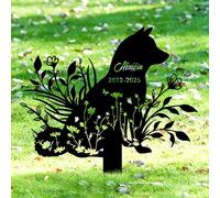 GMDLSK Personnalisée Pierre Tombale pour Animaux de Compagnie - Chien & Chat - Sculpture sur Mesure avec Détails Floraux - Funéraire Extérieur Résistant aux Intempéries - pour Jardin, Cimetière