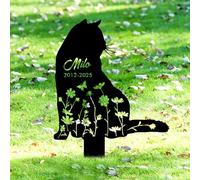 GMDLSK Personnalisée Pierre Tombale pour Animaux de Compagnie - Chien & Chat - Sculpture sur Mesure avec Détails Floraux - Funéraire Extérieur Résistant aux Intempéries - pour Jardin, Cimetière