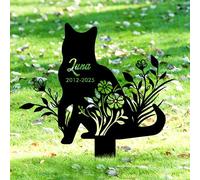 GMDLSK Personnalisée Pierre Tombale pour Animaux de Compagnie - Chien & Chat - Sculpture sur Mesure avec Détails Floraux - Funéraire Extérieur Résistant aux Intempéries - pour Jardin, Cimetière