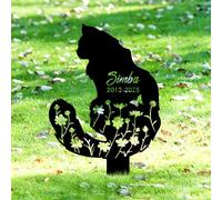 GMDLSK Personnalisée Pierre Tombale pour Animaux de Compagnie - Chien & Chat - Sculpture sur Mesure avec Détails Floraux - Funéraire Extérieur Résistant aux Intempéries - pour Jardin, Cimetière