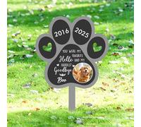 GMDLSK Personnalisée Pierre Tombale pour Animaux de Compagnie - Chien & Chat - Sculpture sur Mesure avec Détails Floraux - Funéraire Extérieur Résistant aux Intempéries - pour Jardin, Cimetière