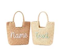 GMDLSK Sac de Plage en Paille Tressée Personnalisable avec Prénom - Cabas d‘Été en Vannerie - Sac à Main pour Vacances, Plage et Shopping - Cadeau pour Femme, Maman, Amie