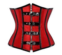GMDNS Serres-Taille Femme Sexy Gothic Underbust Corset Bustier Steampunk Vêtements Zipper Costume Lace Up Vintage Rétro Overbust Noir Rouge 6Xl 2834-Rouge