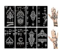 GMDP 8 Feuilles Pochoir de tatouage,Autocollants de Tatouage,Réutilisable Pochoir de Tatouage à Paillettes,Modèles de Tatouage Temporaire pour Femmes et Enfants（B）